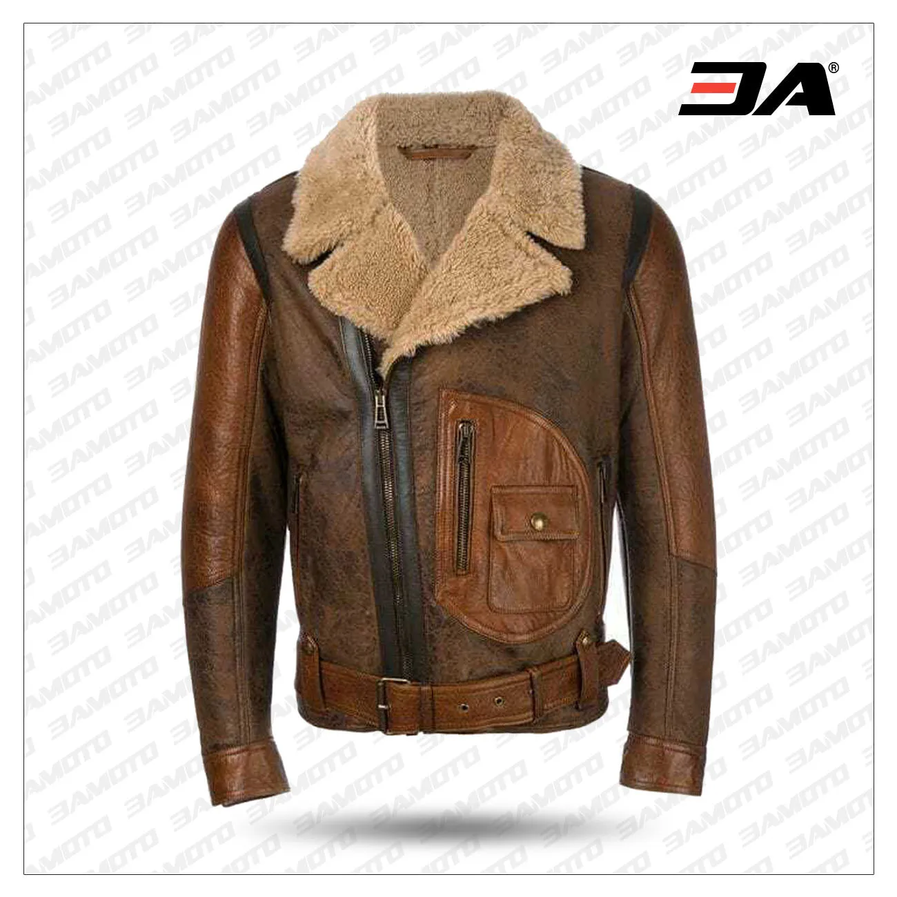 Mens Aviator Raf B3 Leather Bomber Flying Jacket