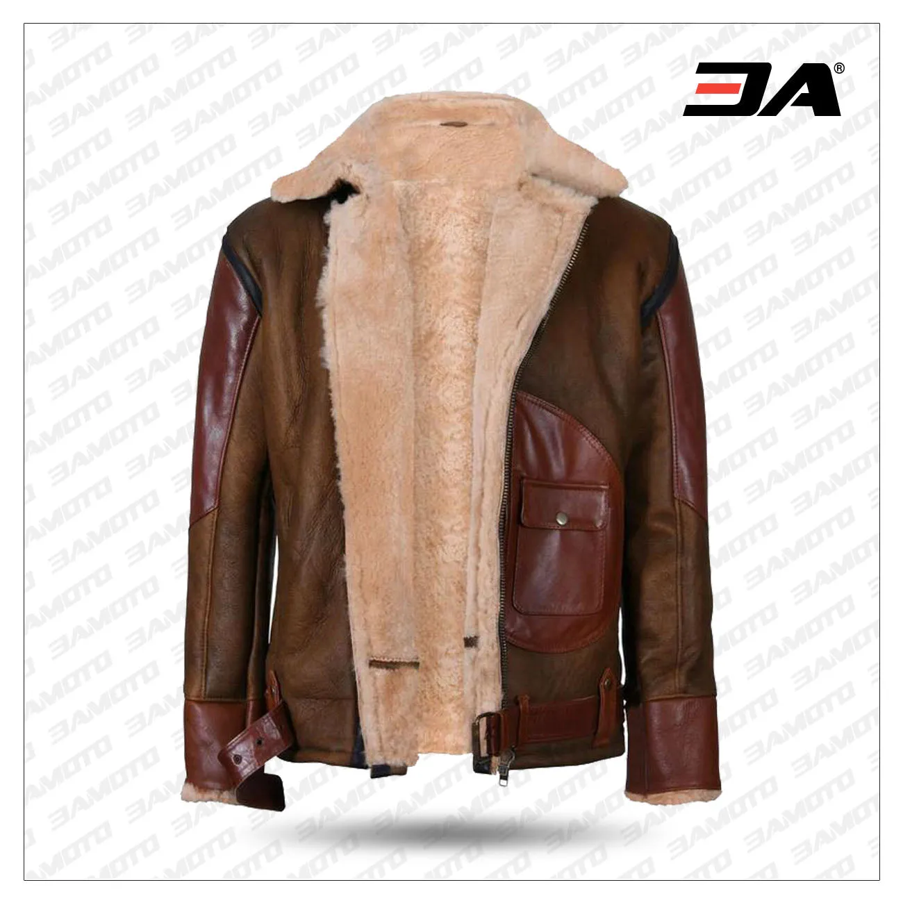 Mens Aviator Raf B3 Leather Bomber Flying Jacket