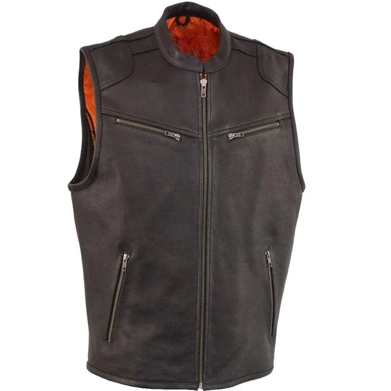 MEN'S BLACK COOL TEC LEATHER VEST