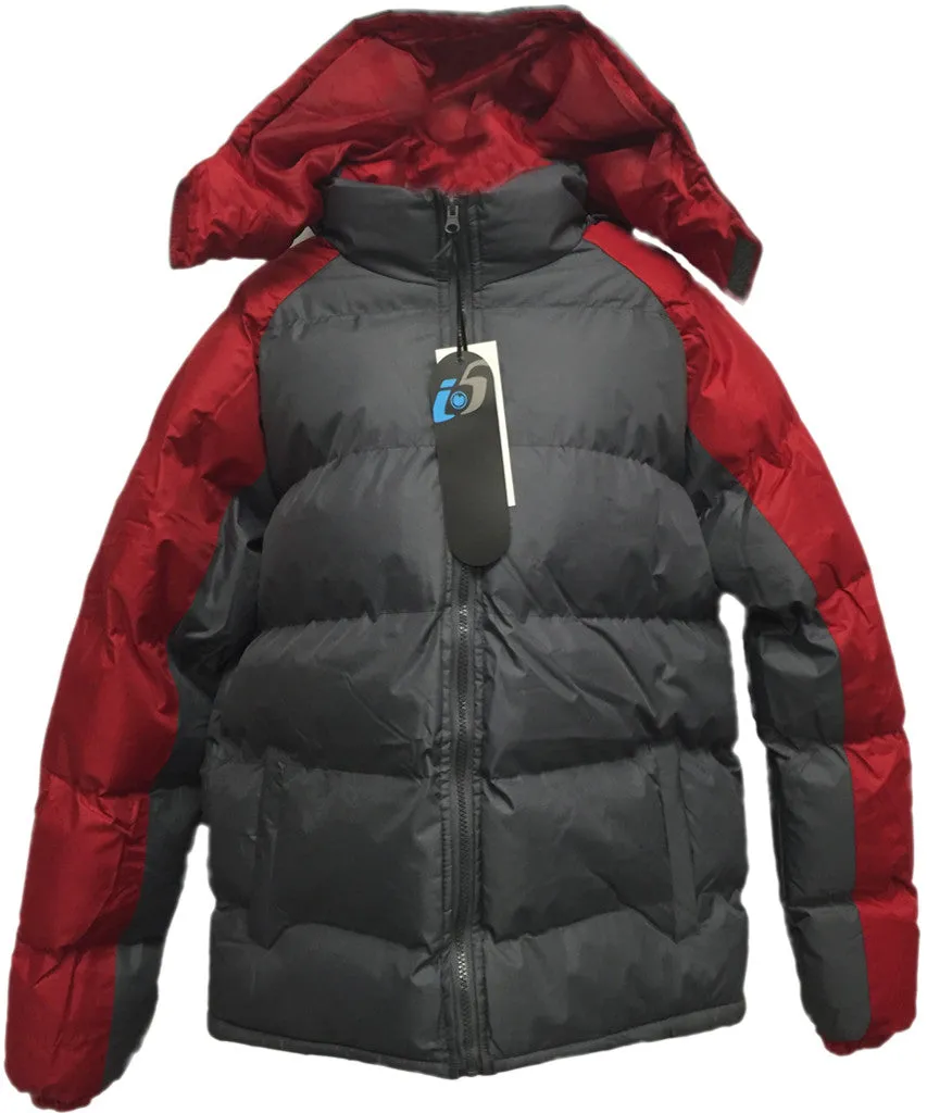 men's bubble jackets - charcoal/red (m - 2x) Case of 12