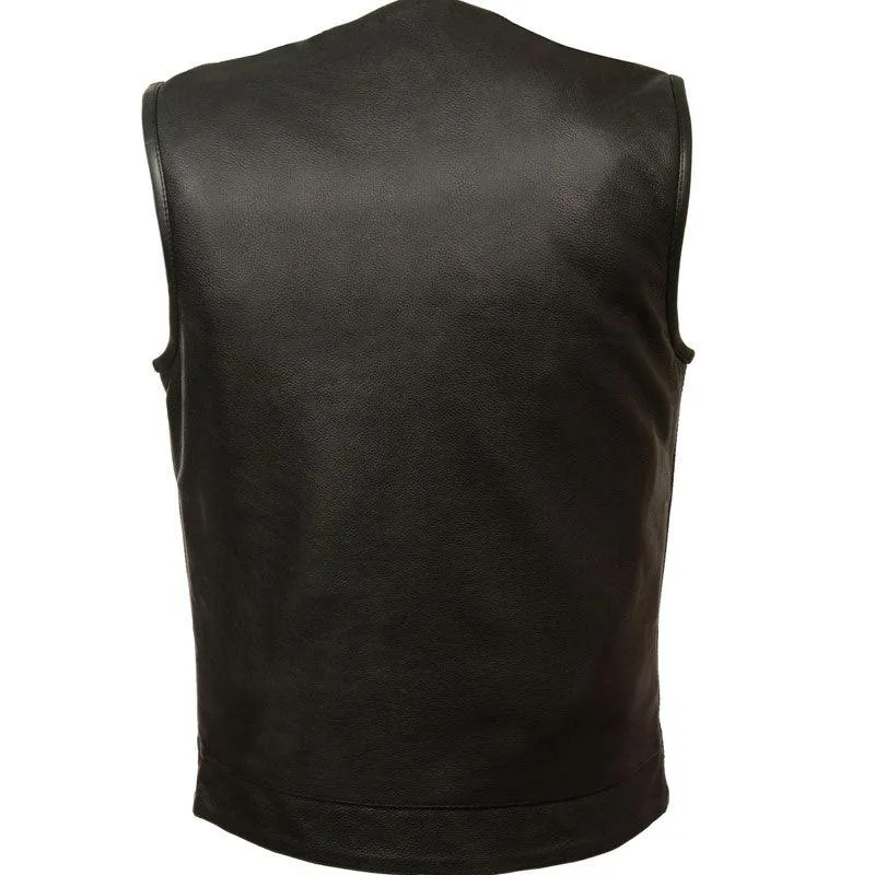 MEN'S COLLARLESS CLUB STYLE VEST IN BLACK