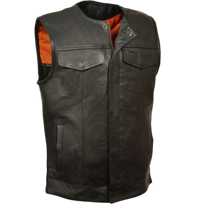 MEN'S COLLARLESS CLUB STYLE VEST IN BLACK