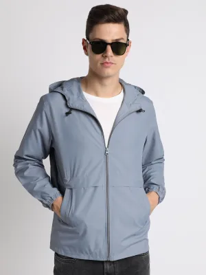 Men's Hooded Regular Fit Solid Heaven Blue Jackets