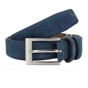 Men's Lined Suede Belt with Brushed Silver Buckle