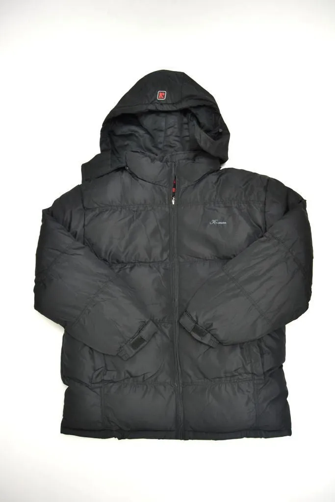 men's thick hooded bubble jacket - black Case of 12