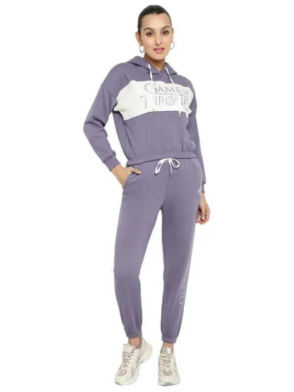 Mettle Women Colourblocked Fleece Cotton Tracksuit