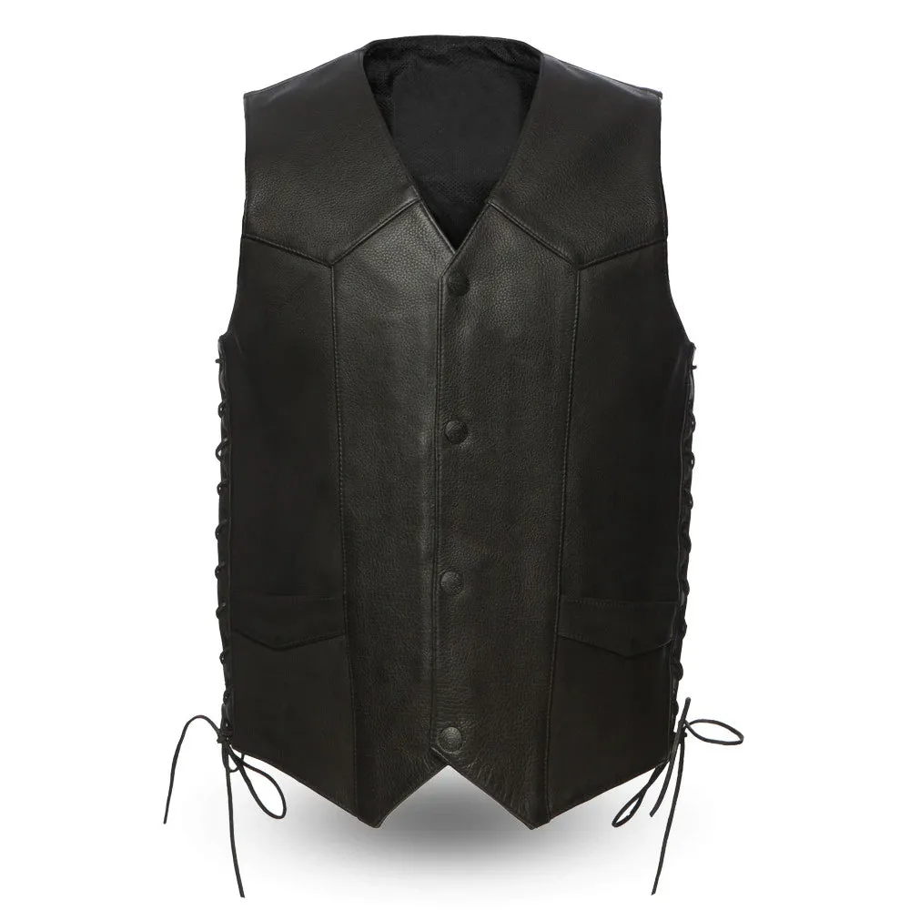 Move - Men's Motorcycle Black Cowhide Leather Vest