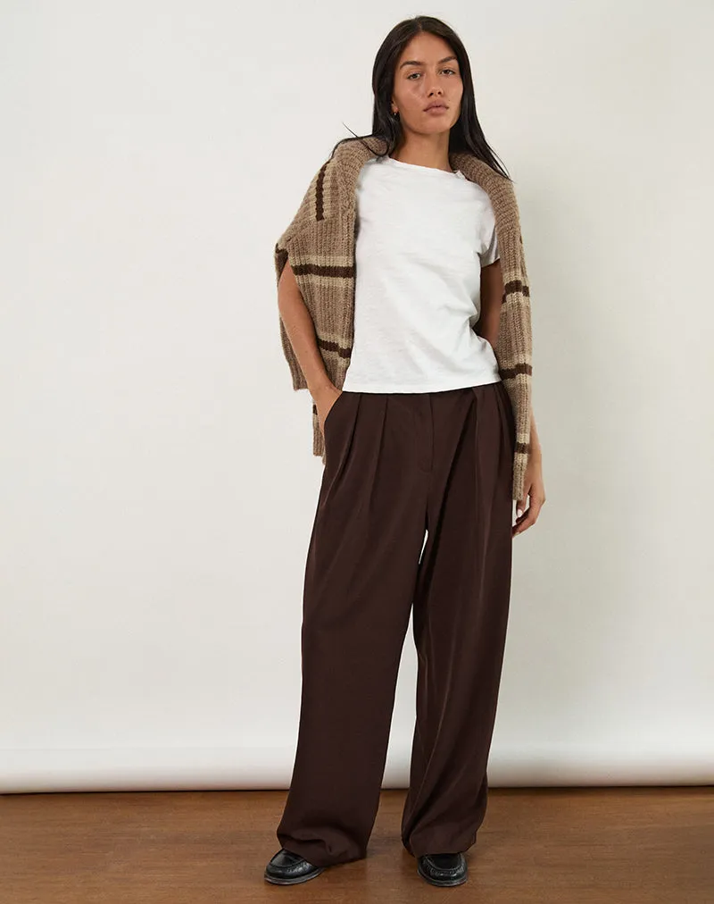 Nala Wide Pleat Trousers in Bitter Chocolate