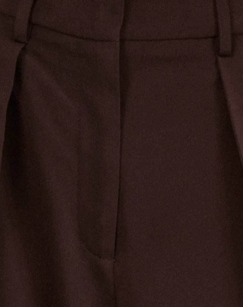 Nala Wide Pleat Trousers in Bitter Chocolate