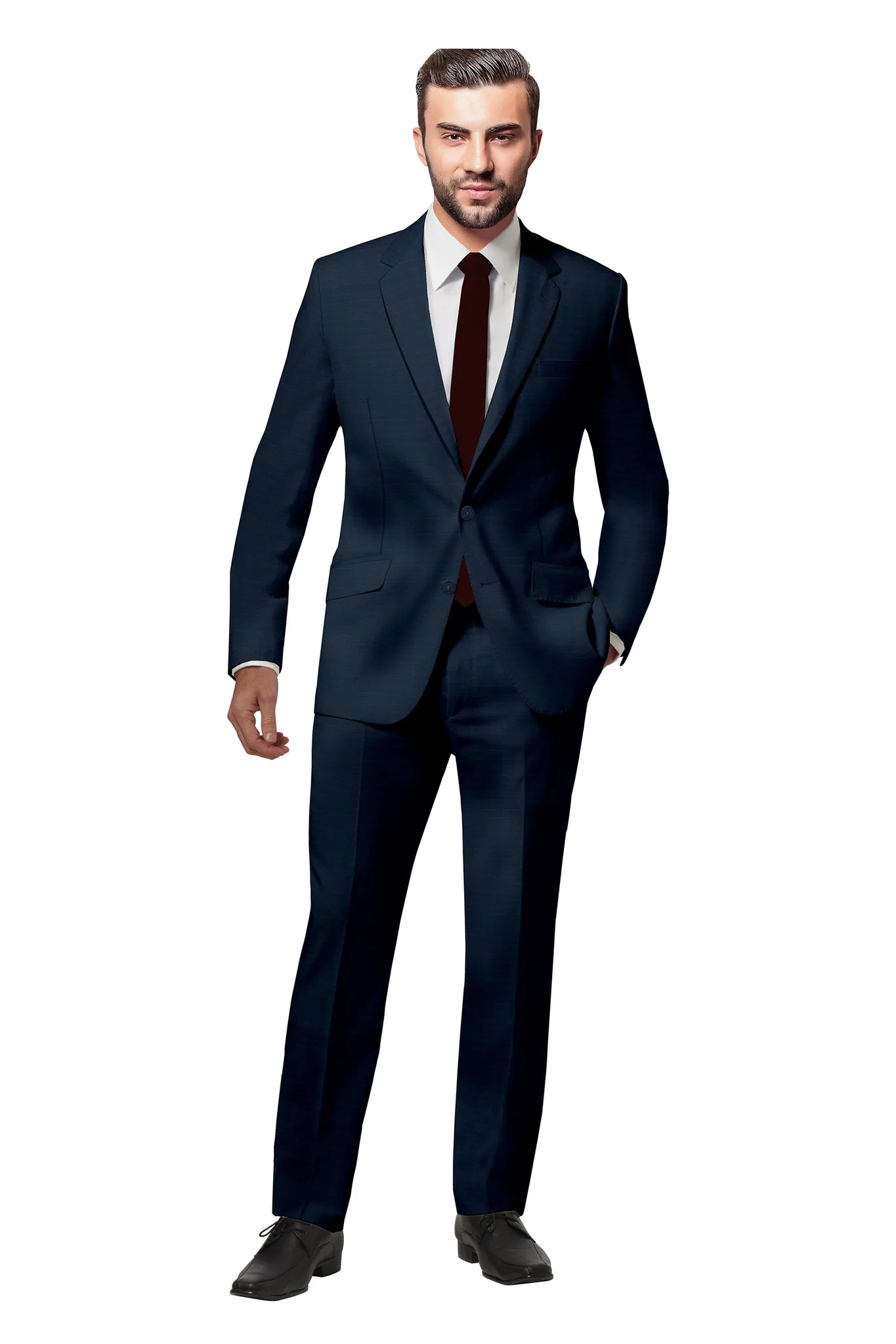 Navy Blue Windowpane Suit - Timeless Elegance, Custom Tailored