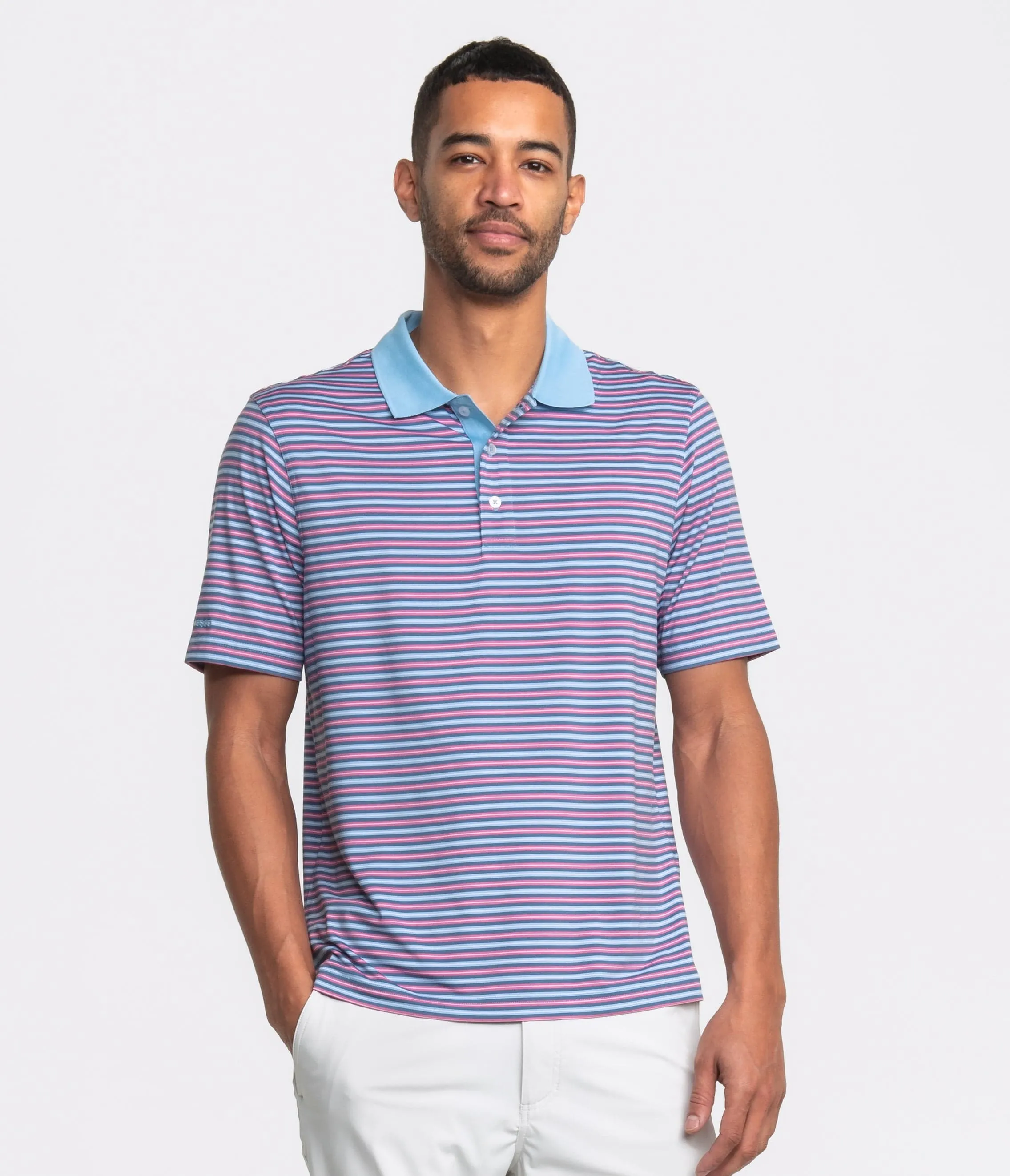 Pawleys Stripe Polo - Blue Raspberry