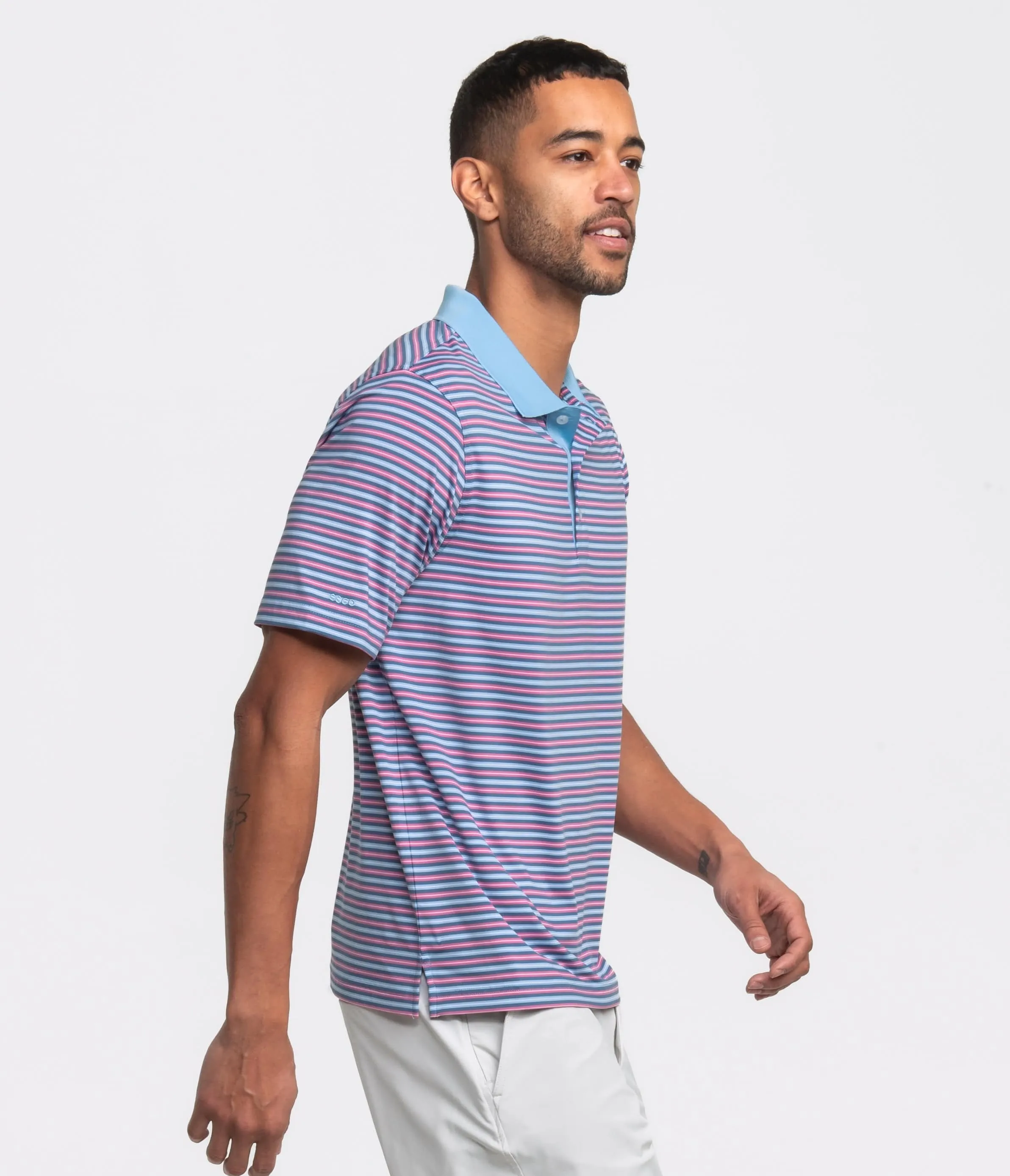 Pawleys Stripe Polo - Blue Raspberry