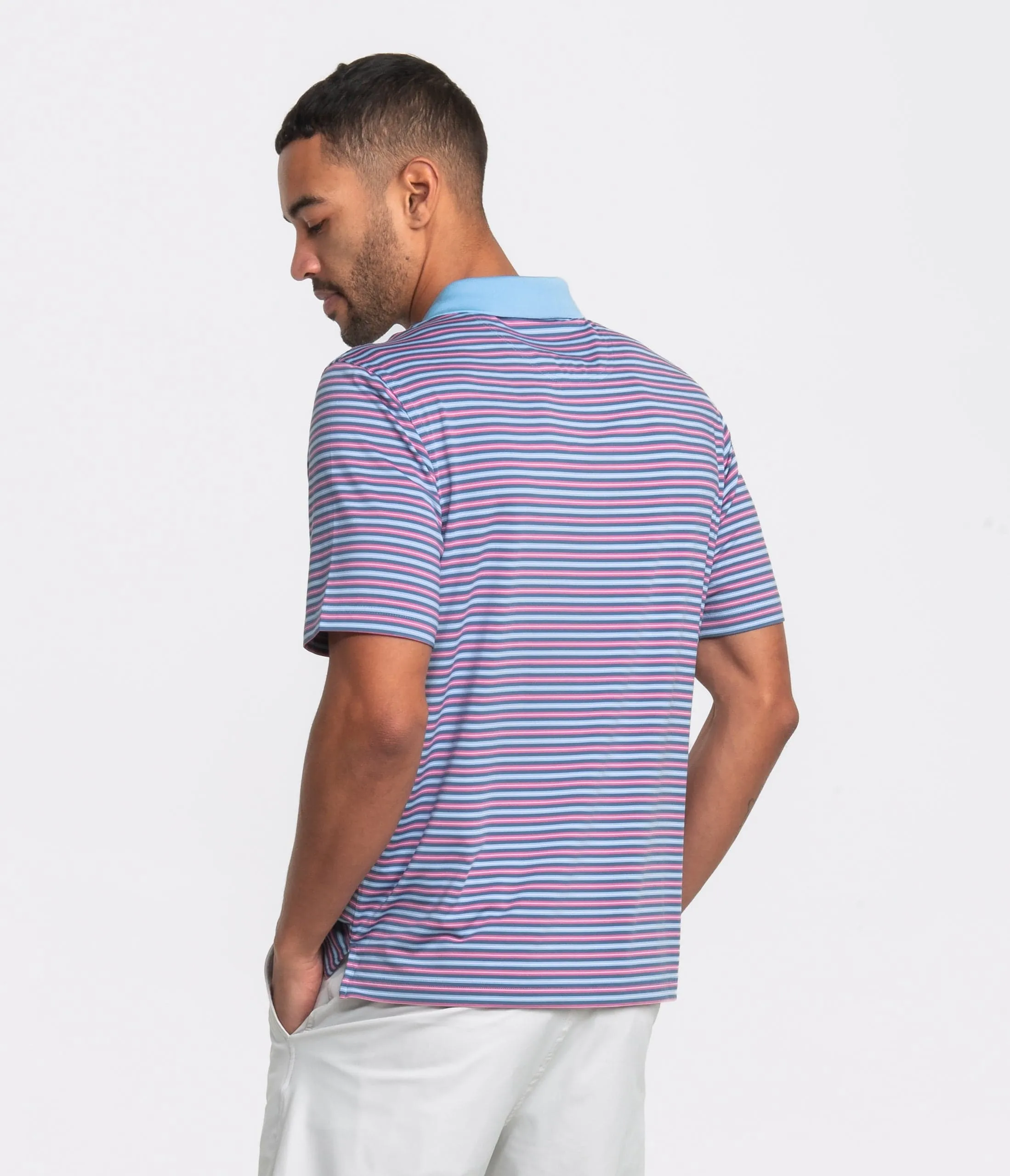 Pawleys Stripe Polo - Blue Raspberry