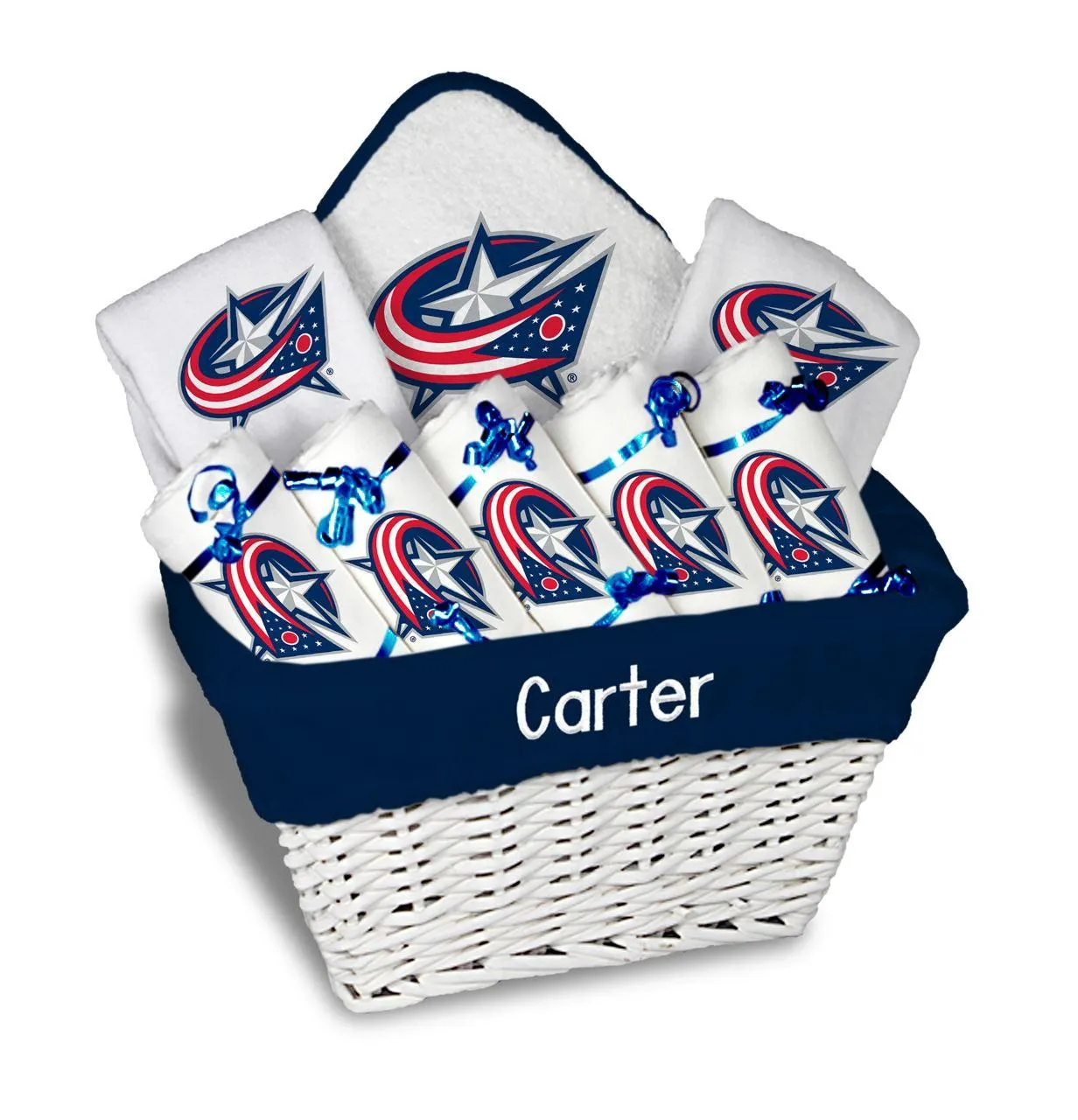 Personalized Columbus Blue Jackets Large Basket - 9 Items