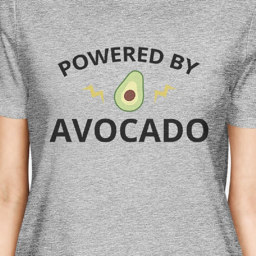 Powered By Avocado Women's Grey Cute Design T Shirt Gift For Ladies