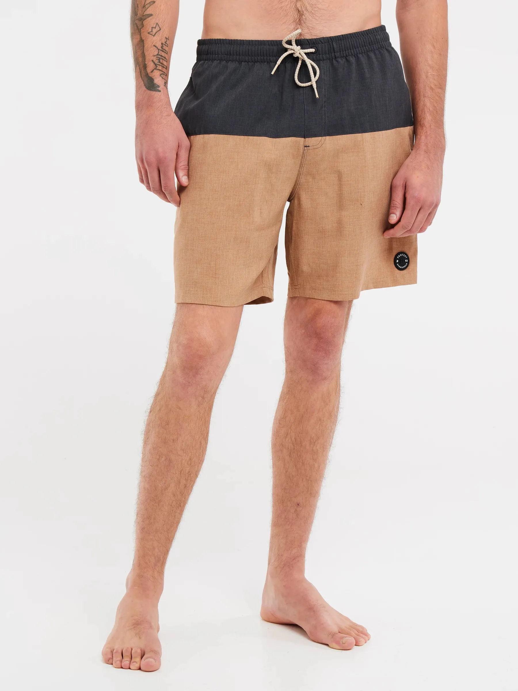 Protest PRTFORTA Men's Beach Shorts - Grey/ Beige