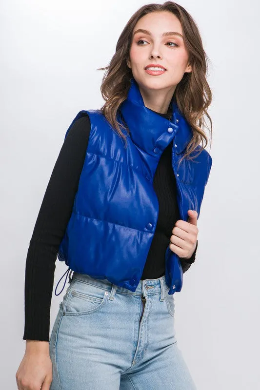 PU Faux Leather puffer Vest