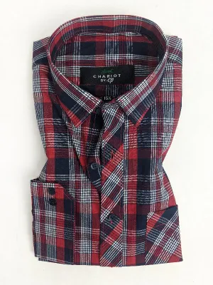 Red Checks Formal Dress Shirt For Men AN MFS95