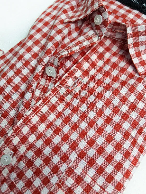 Red Checks Formal Dress Shirt For Men AZ MFS100