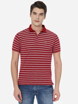 Red Striped Slim Fit Polo T-Shirt | JadeBlue