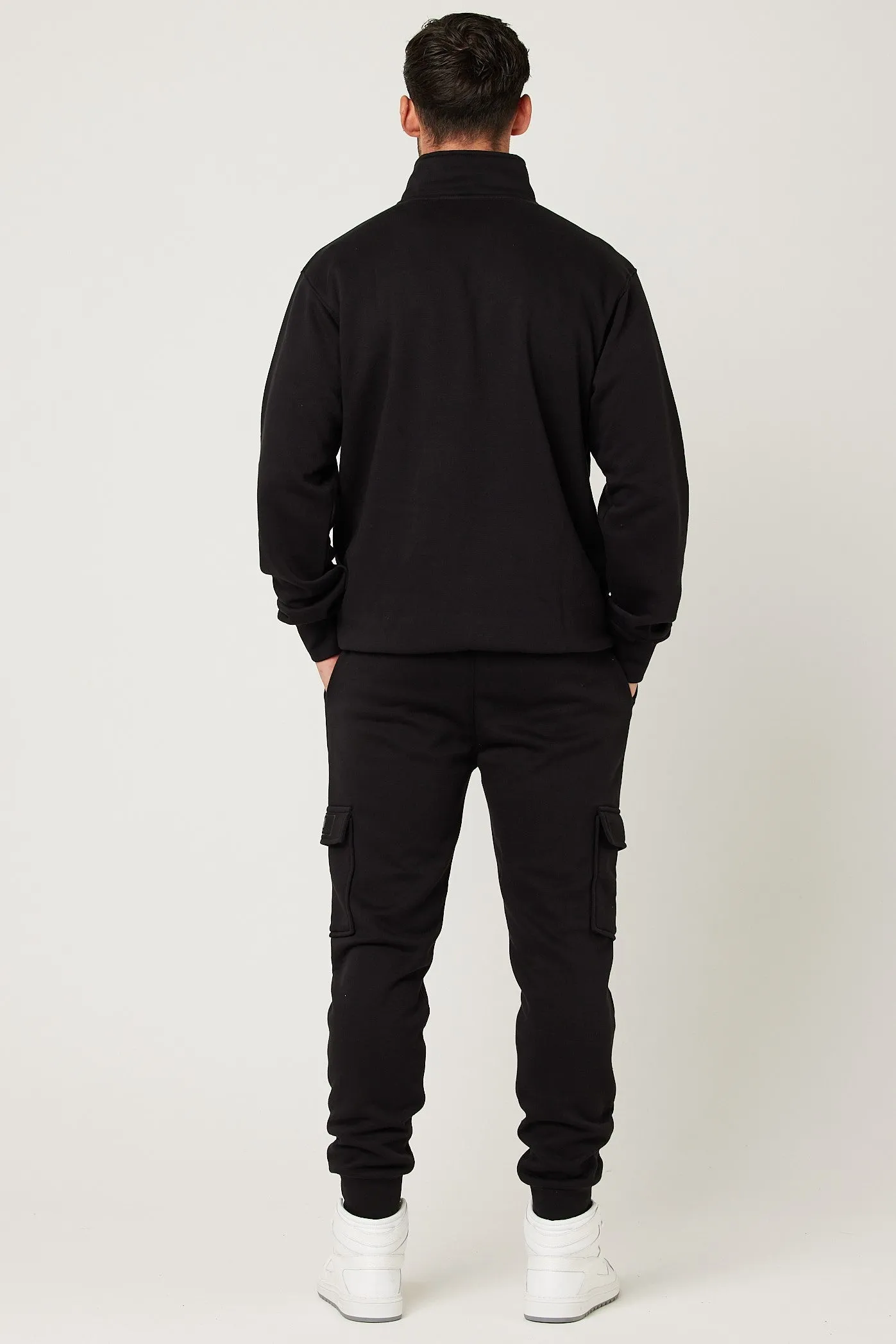 Rodney 1/4 Zip Fleece Cargo Tracksuit - Black