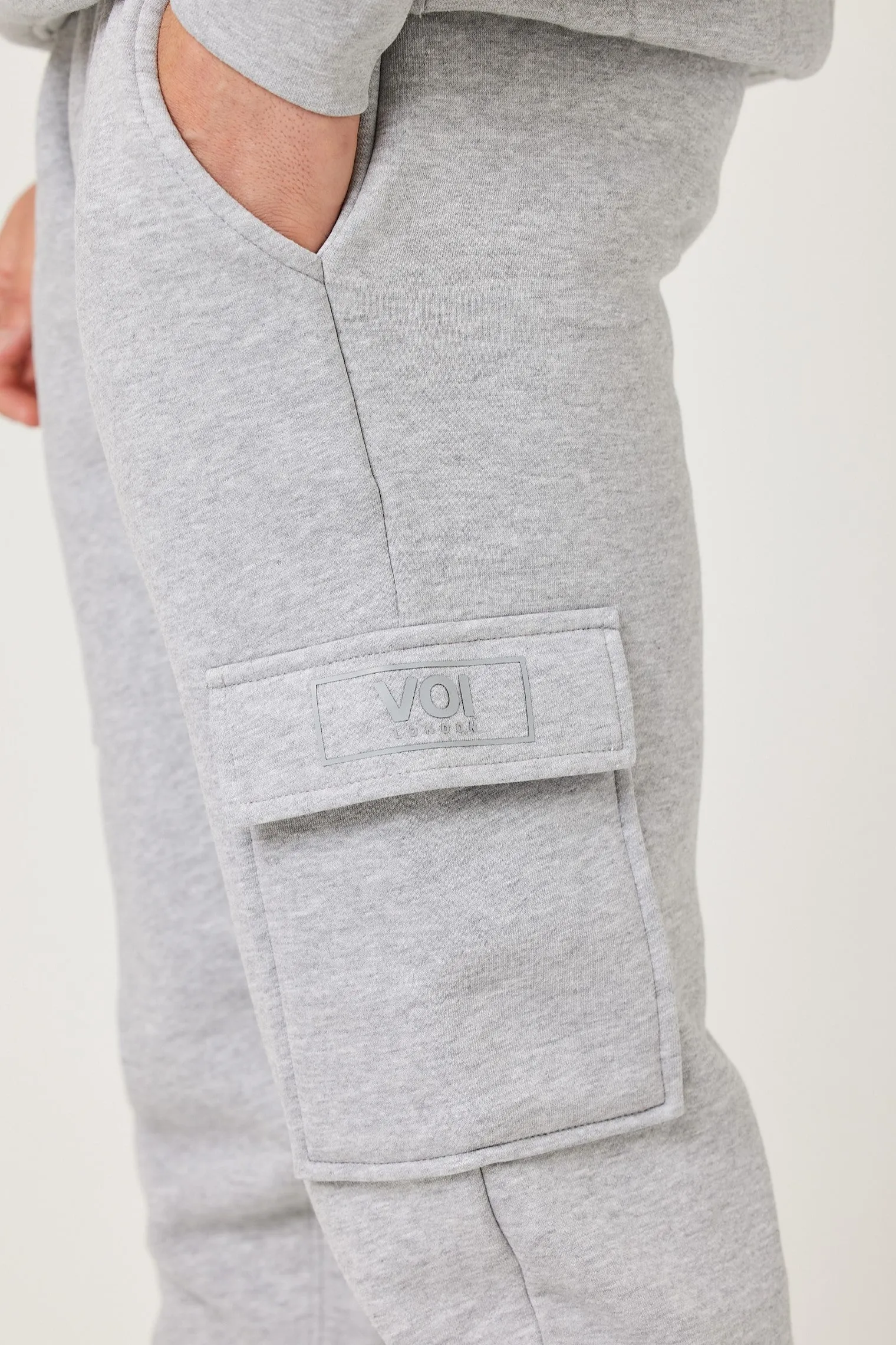 Rodney 1/4 Zip Fleece Cargo Tracksuit - Grey Marl