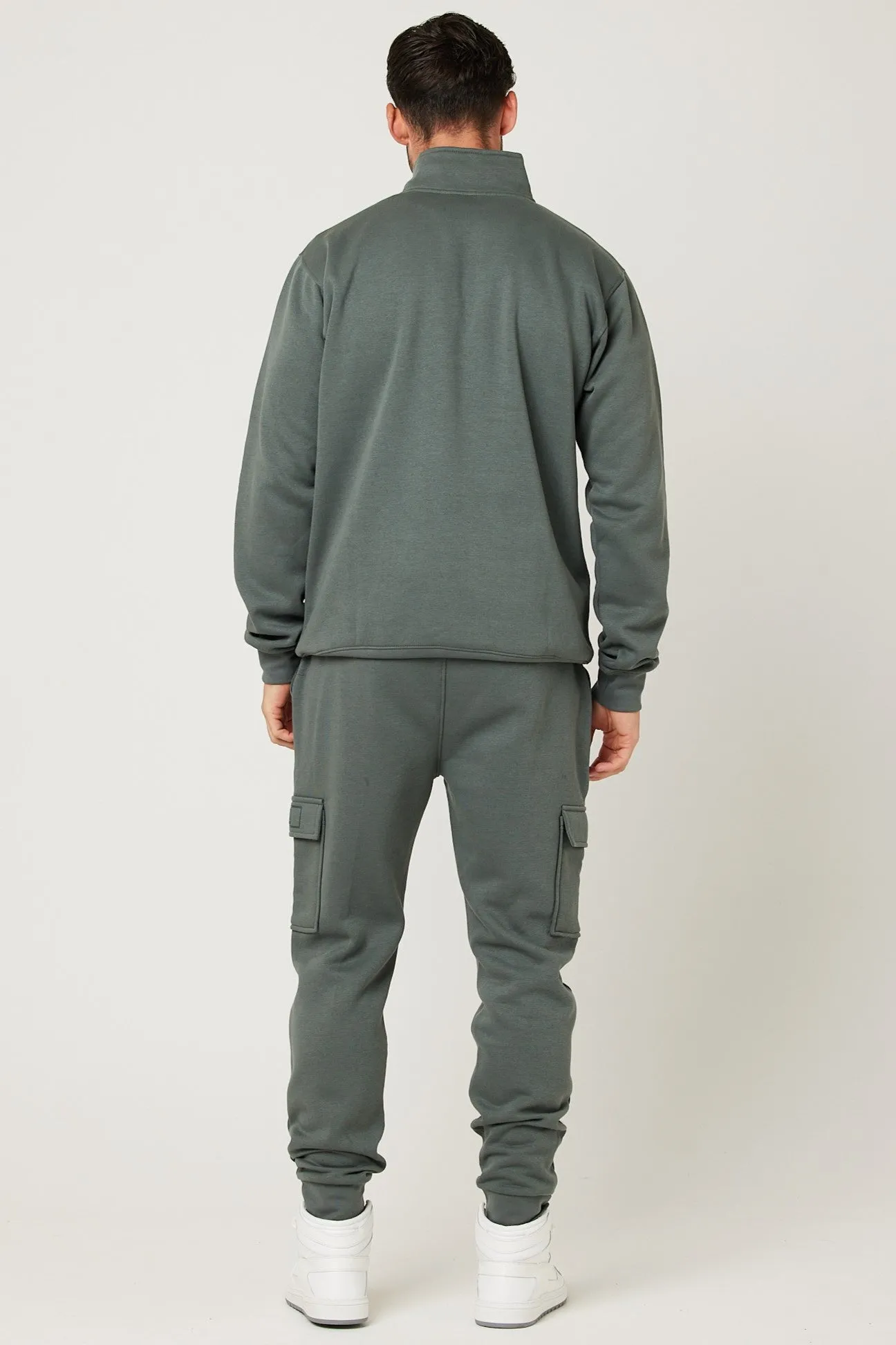 Rodney 1/4 Zip Fleece Cargo Tracksuit - Gun Metal