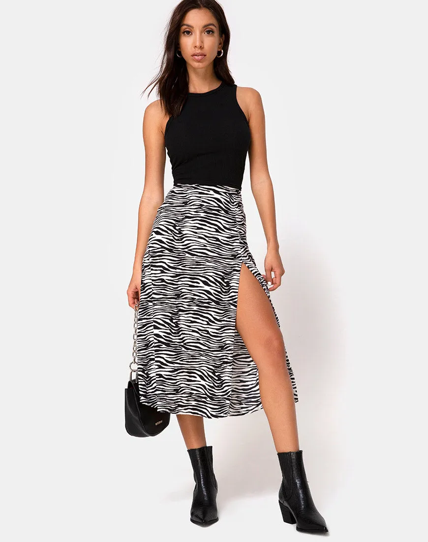 Saika Midi Skirt in Classic Zebra