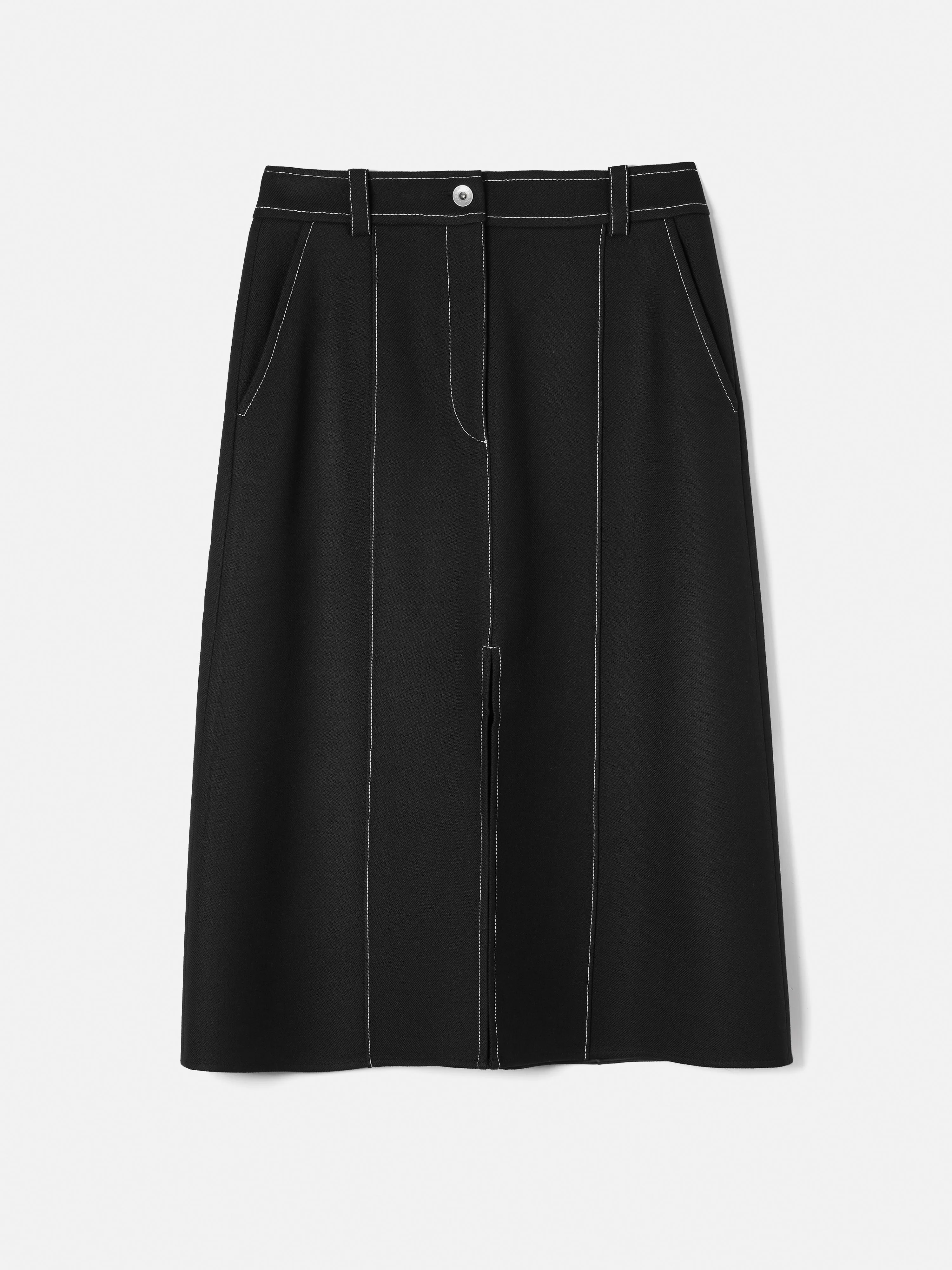 Seamed Detail A Line Skirt | Black