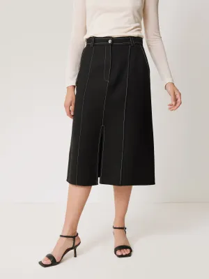 Seamed Detail A Line Skirt | Black