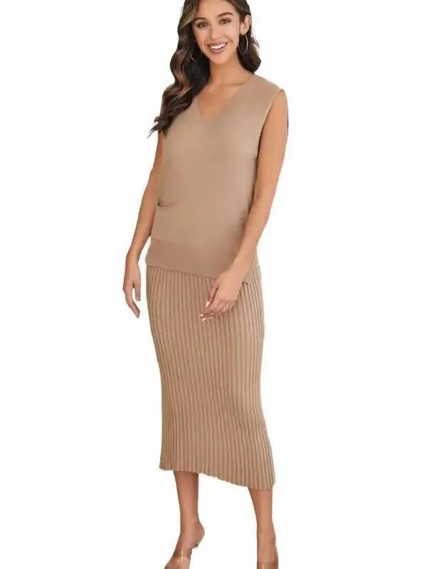 Sexy Casual Ribbed Knit Midi Skirt (2 Options)