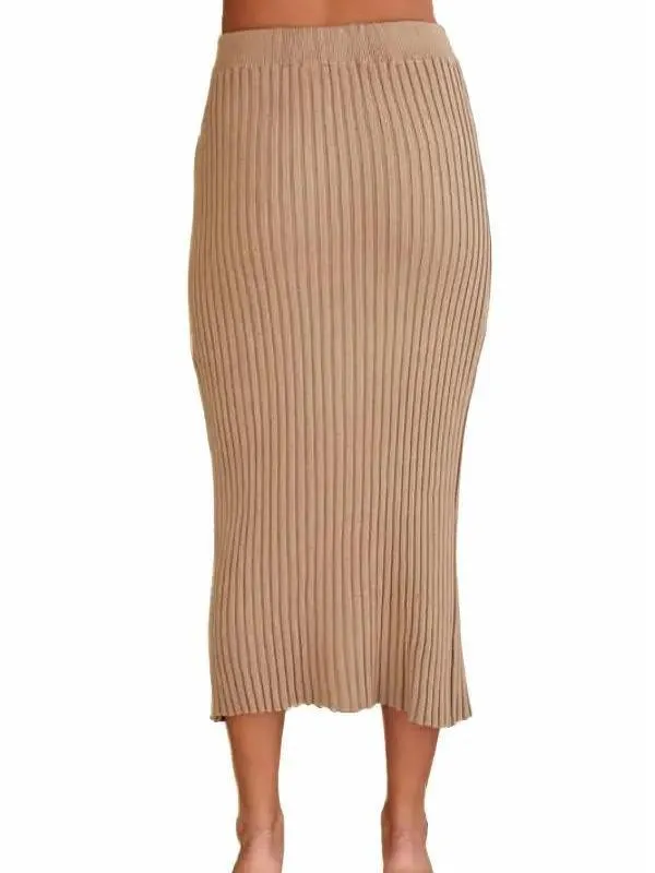 Sexy Casual Ribbed Knit Midi Skirt (2 Options)