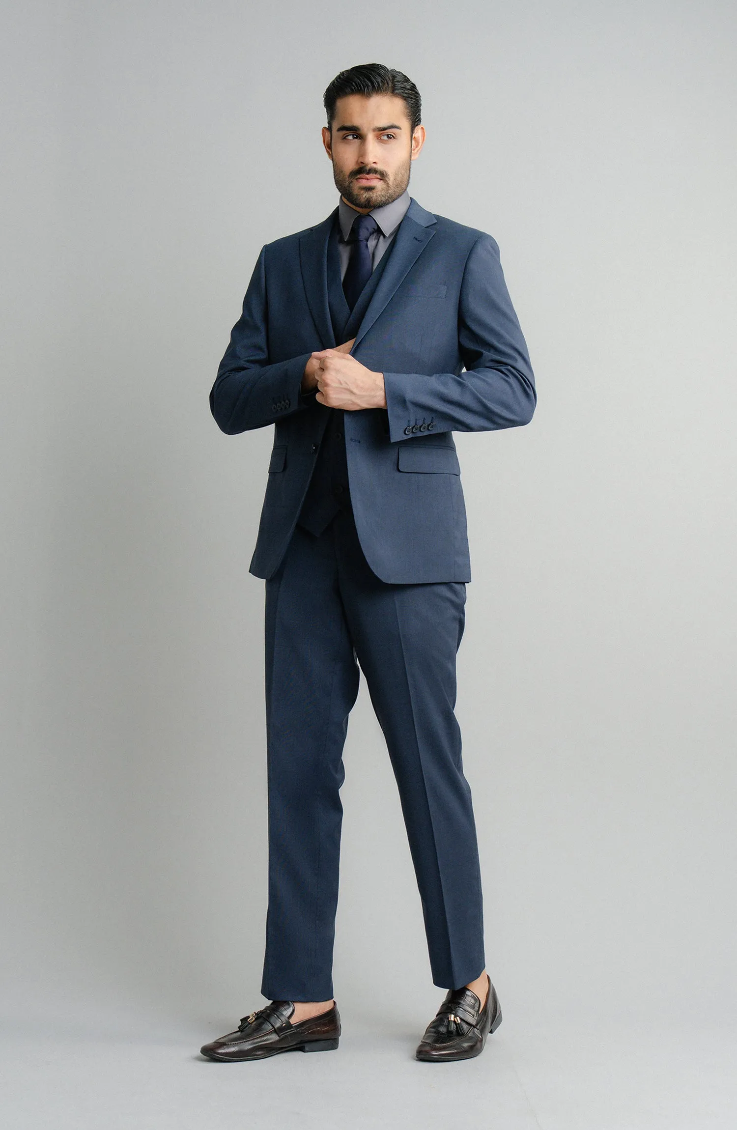 SHARP (3 PC) - CHECKERED NAVY BLUE