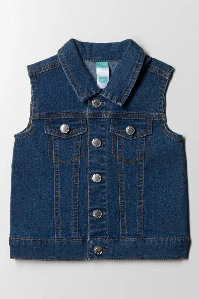 Sleeveless Denim Jacket Blue