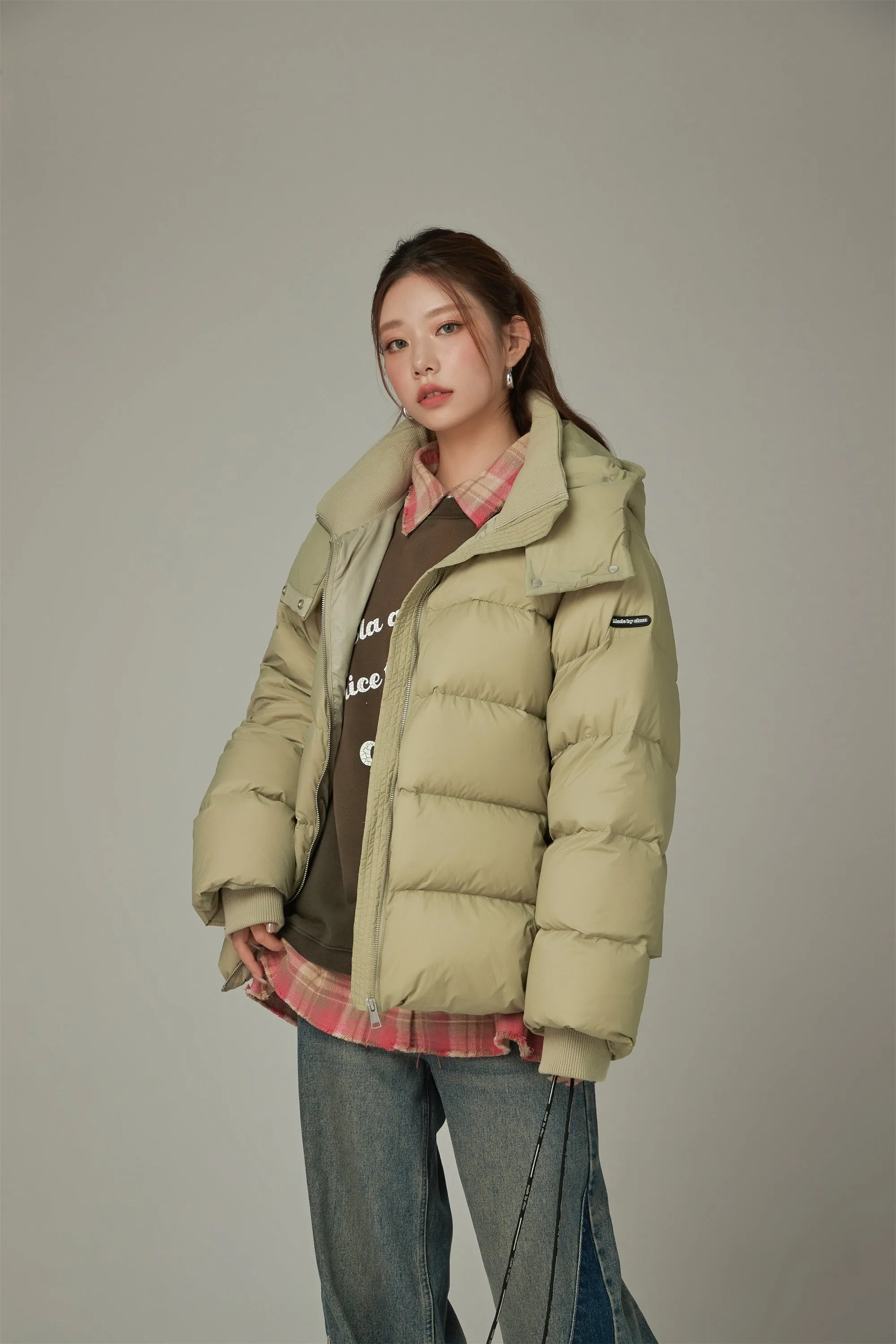 Solid Hooded Padded Jacket