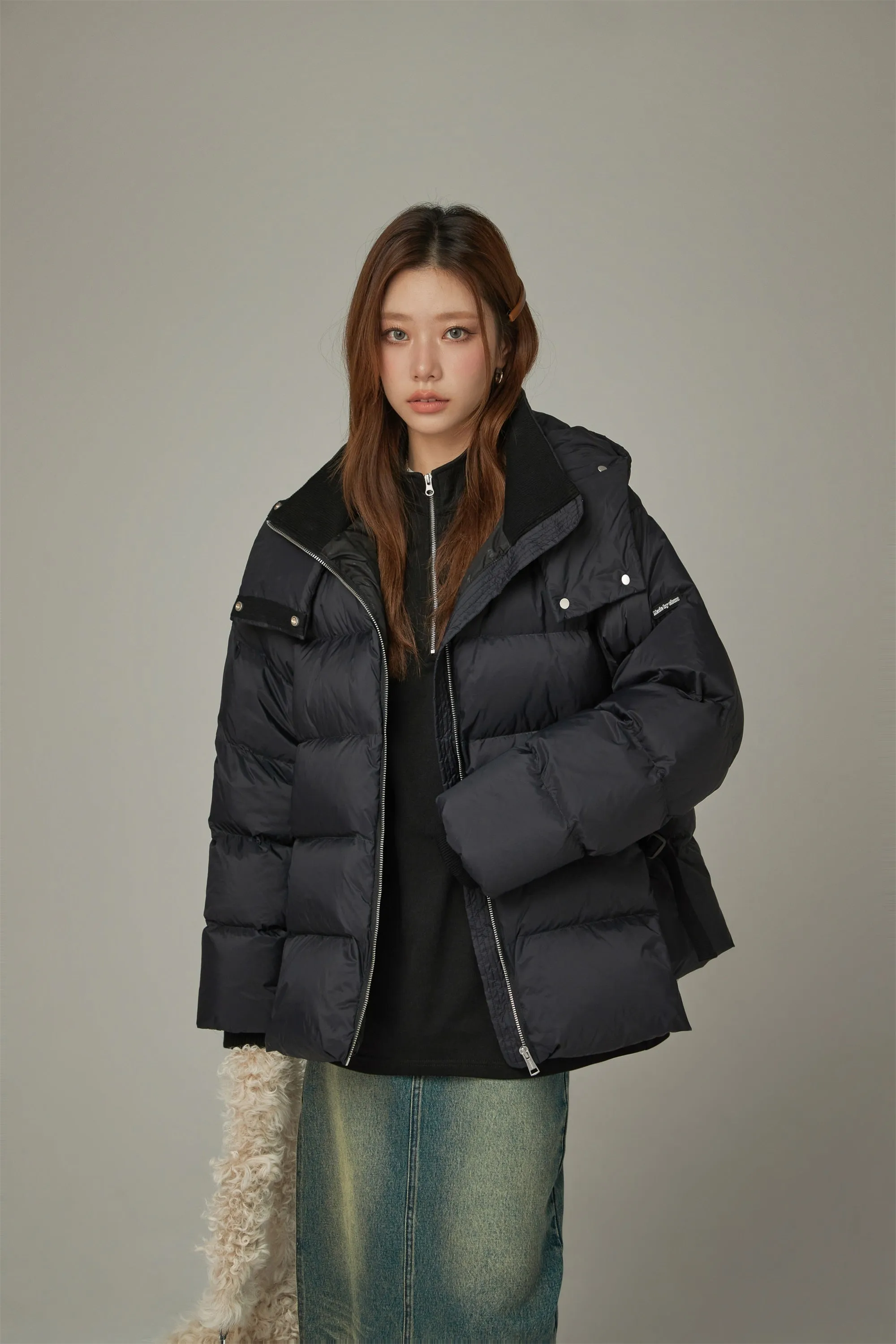 Solid Hooded Padded Jacket