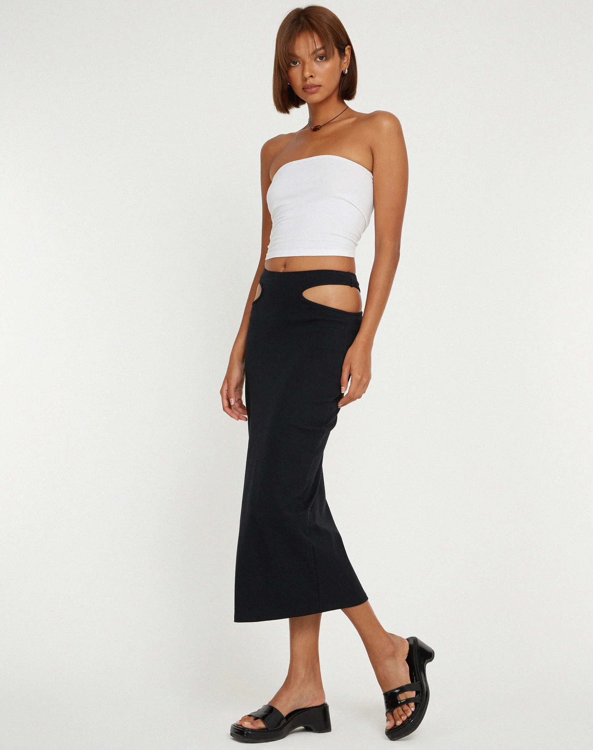 Steira Midi Skirt in Black