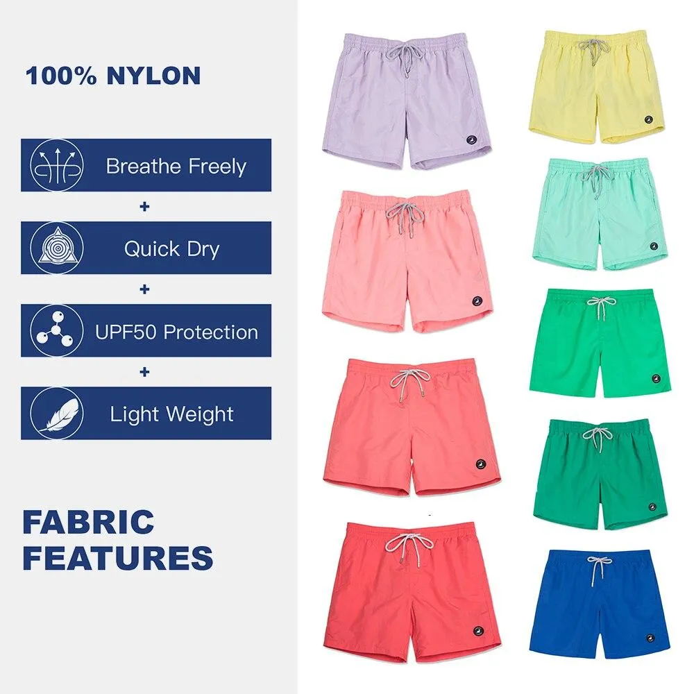 Stylish Sexy Men's Quick Dry Swim Shorts With Pockets & Mesh Lining Solid Color