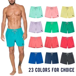 Stylish Sexy Men's Quick Dry Swim Shorts With Pockets & Mesh Lining Solid Color