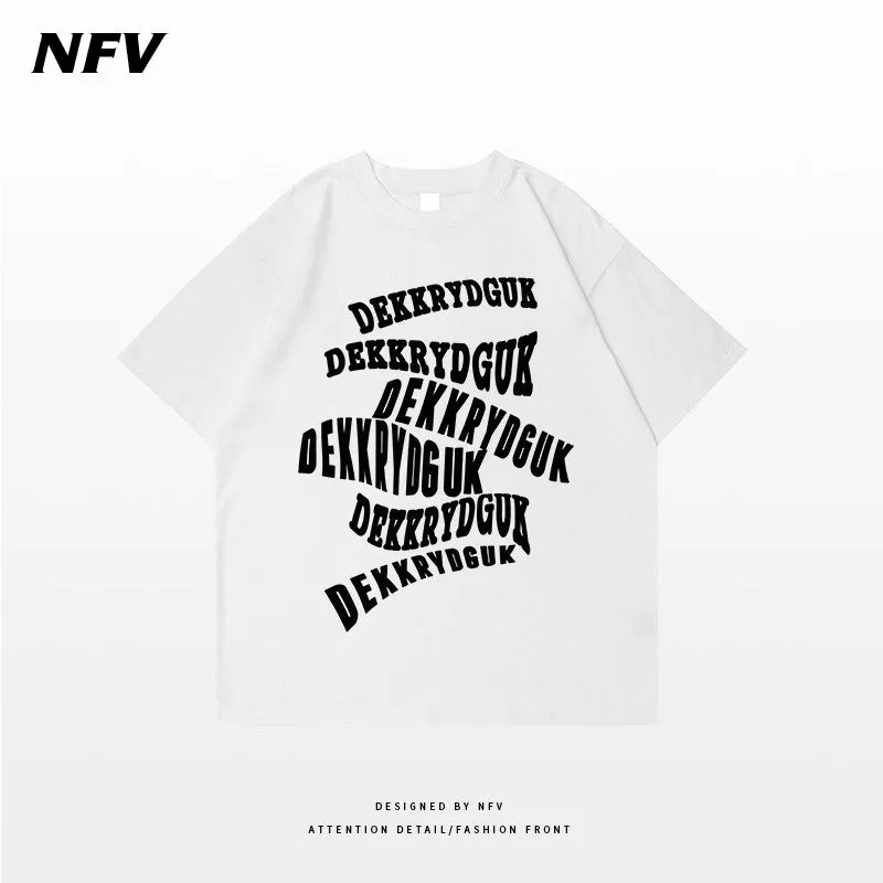 Summer Hiphop High Street Creative Letter Printing Pure Cotton T-shirt