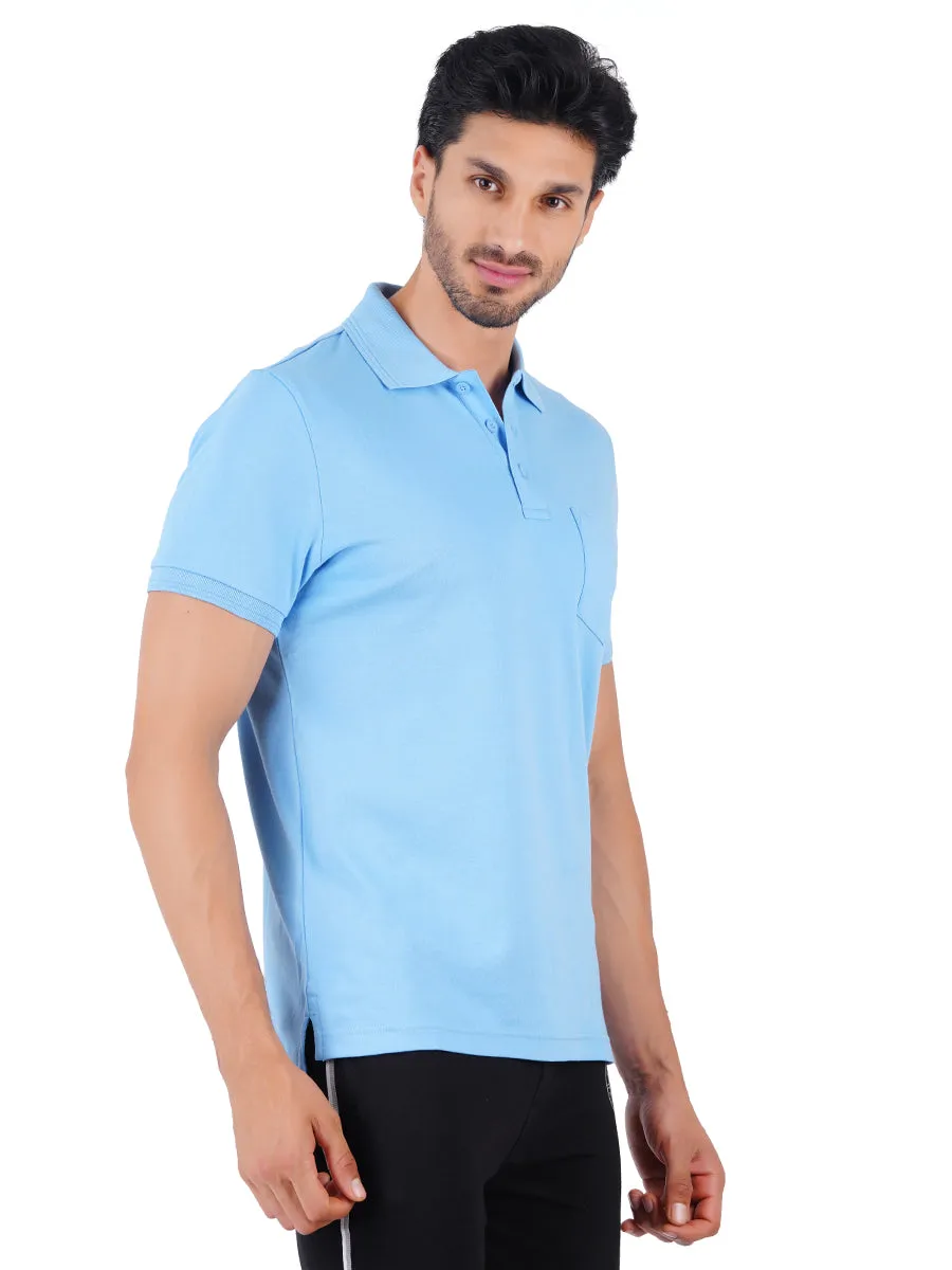 Super Combed Cotton Polo Irish Blue T-Shirt with Chest Pocket