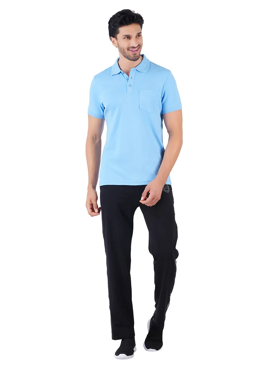 Super Combed Cotton Polo Irish Blue T-Shirt with Chest Pocket