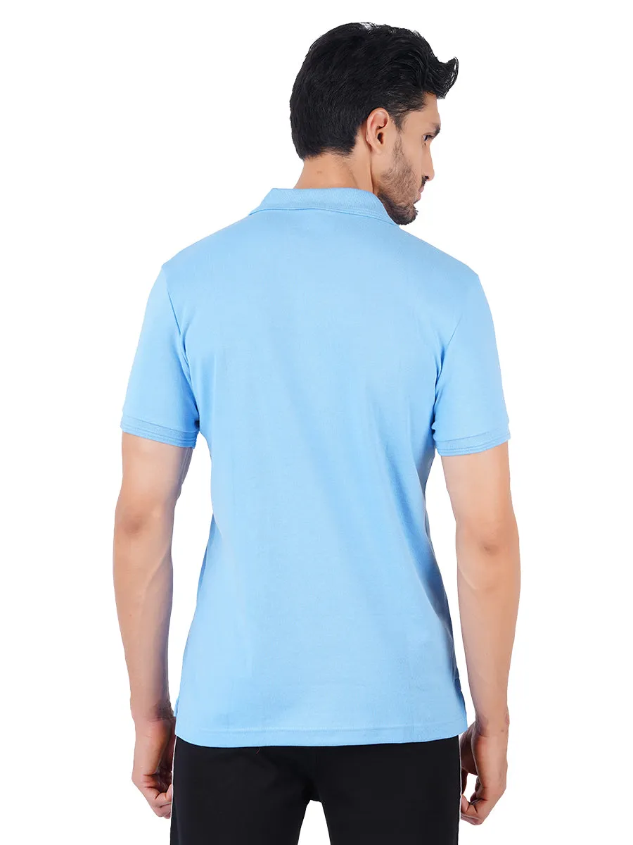 Super Combed Cotton Polo Irish Blue T-Shirt with Chest Pocket