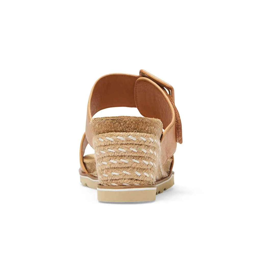 Taren Wedge in Tan Leather