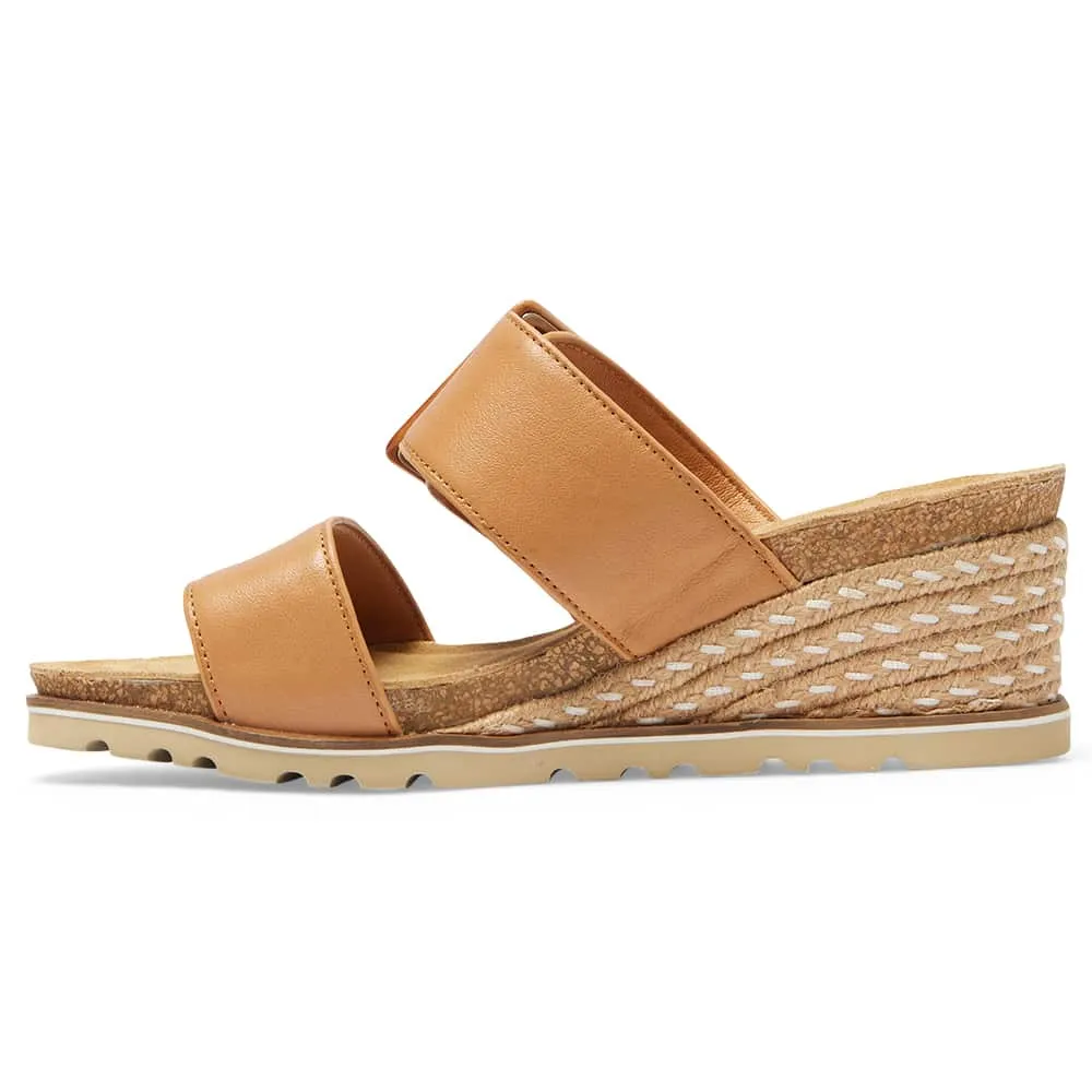 Taren Wedge in Tan Leather