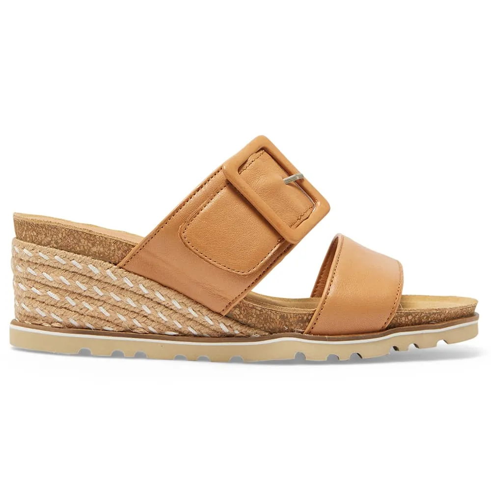 Taren Wedge in Tan Leather