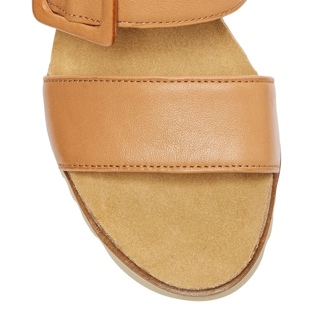 Taren Wedge in Tan Leather