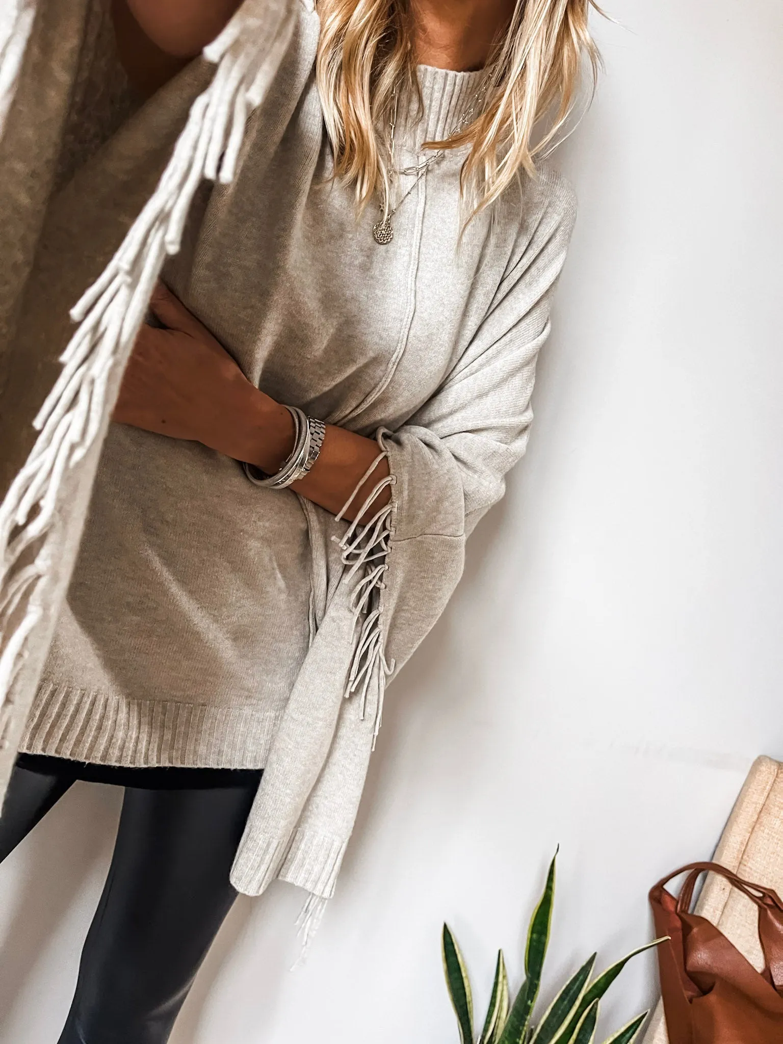 Tassel Soft Knit Poncho