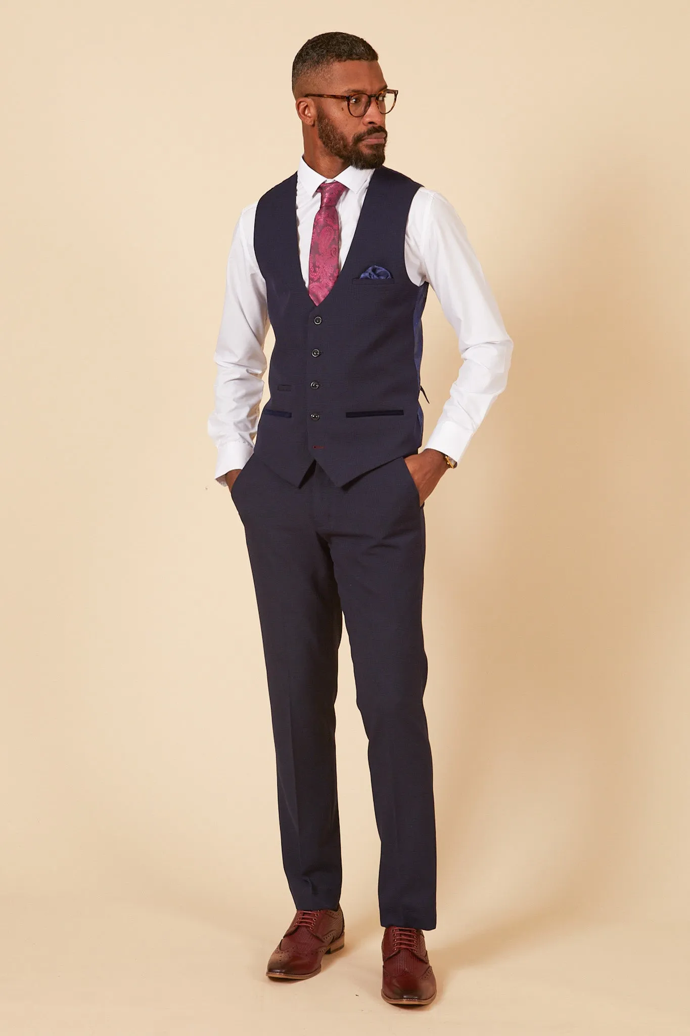 The WHU Collection Official Club Suit - BROMLEY Navy Check Three Piece Suit