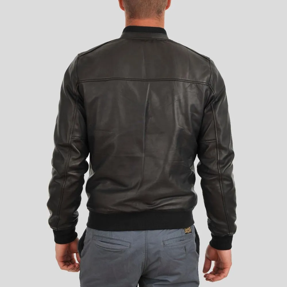 Tom Black Bomber Leather Jacket for Men